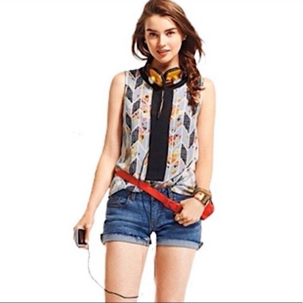 CAbi Grosgrain Floral & Leopard Print Multicolor Tank Top Women’s Extra Small